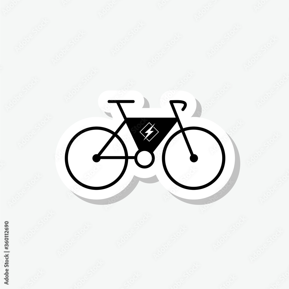Electric bike, electro bicycle sticker isolated on gray background Electric bike, electro bicycle sticker isolated on gray background