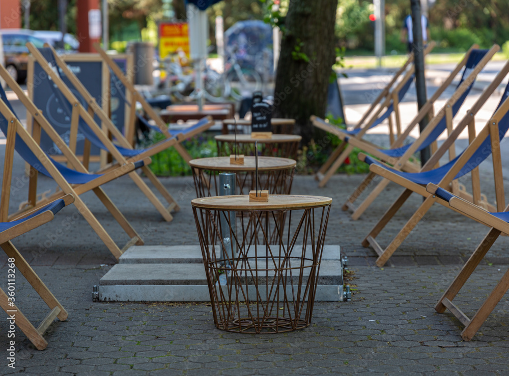 Tables and chairs on the street Tables and chairs on the street