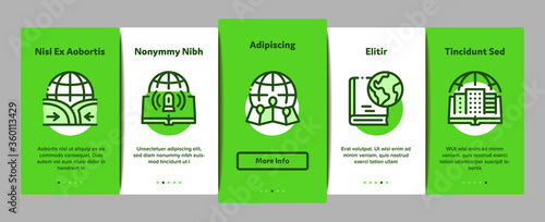 Geography Education Onboarding Mobile App Page Screen Vector. History And Urban Geography, Climatology And Oceanology, Meteorology And Hydrology Color Illustrations