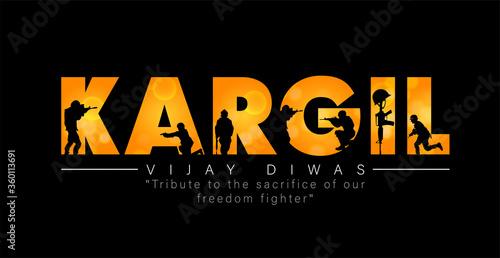 illustration of silhouettes of soldiers abstract concept for Kargil Vijay Diwas, banner or poster. Vector illustration