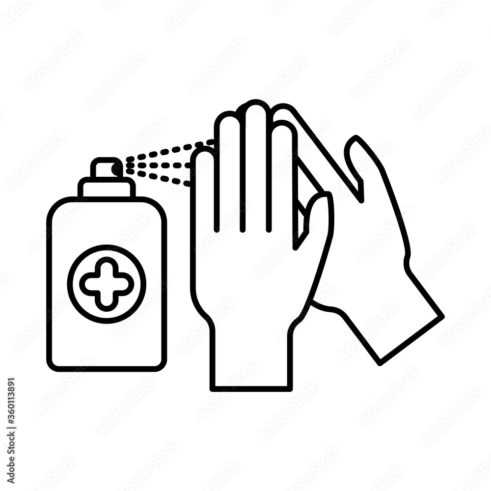 Obraz premium hands with soap spray line style icon vector design