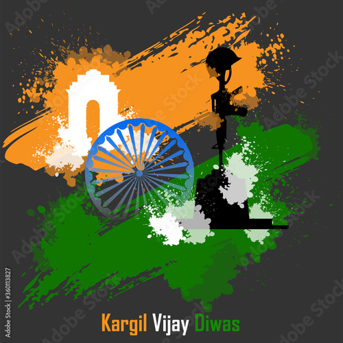 illustration of silhouettes of soldiers abstract concept for Kargil Vijay Diwas, banner or poster. Vector illustration