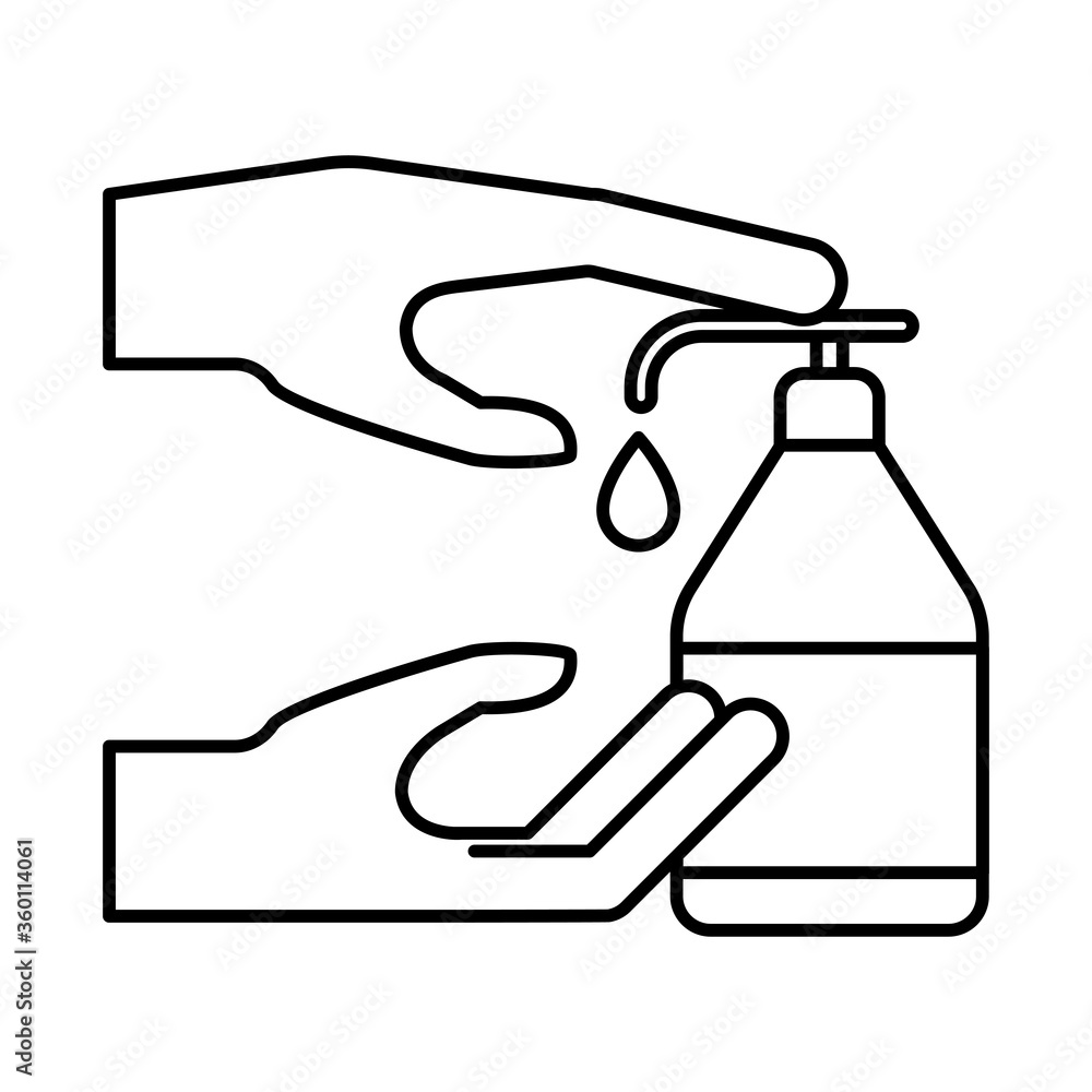 hands with soap dispenser line style icon vector design hands with soap dispenser line style icon vector design