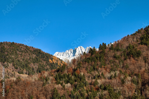 snow autumn alps panorama