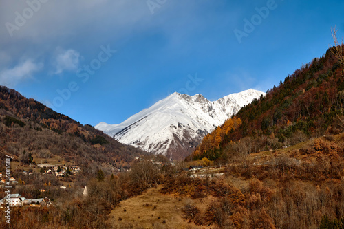 snow autumn alps panorama