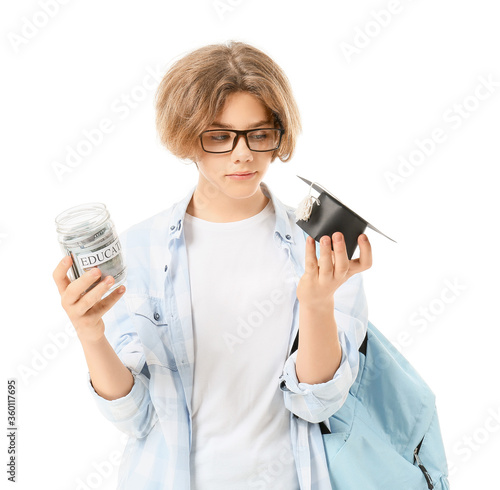 Teenage boy with savings fo...