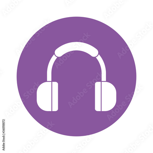 Digital headphone block style icon vector design