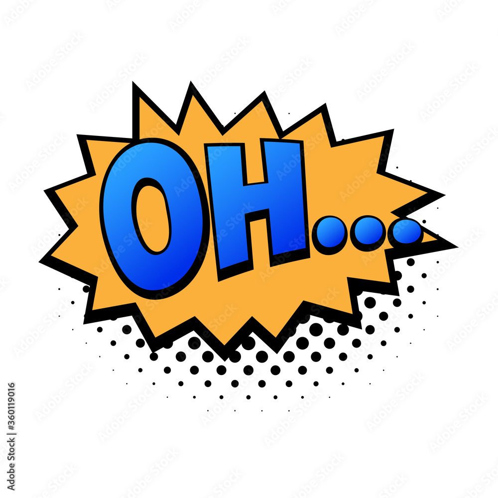 Comic lettering wow. Comic speech bubble with emotional text Oh. Bright dynamic cartoon illustration in retro pop art style isolated on white background. Comic text sound effects Comic lettering wow. Comic speech bubble with emotional text Oh. Bright dynamic cartoon illustration in retro pop art style isolated on white background. Comic text sound effects