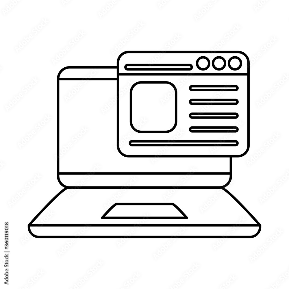 digital laptop with website line style icon vector design digital laptop with website line style icon vector design