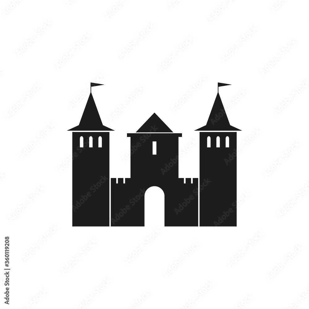 Icon of a medieval castle. Simple vector illustration on a white background