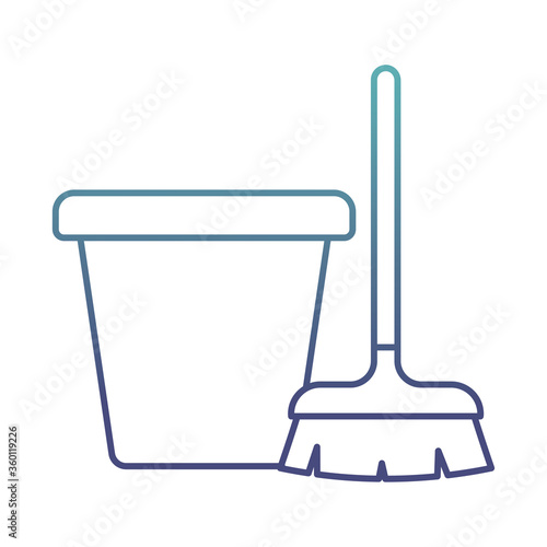 bucket and brush degraded line style icon vector design