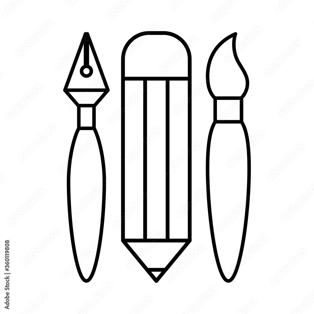 pencil pen and brush line style icon vector design pencil pen and brush line style icon vector design