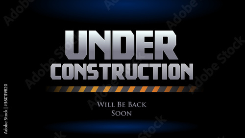 website under construction we will be back soon. spot light background with safety line vector illustration