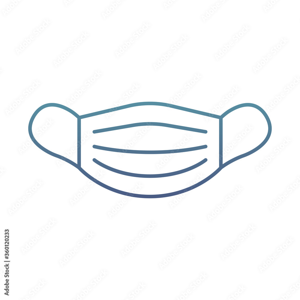 Medical mask degraded line style icon vector design Medical mask degraded line style icon vector design