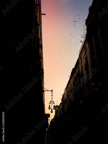 Street in Barcelona, city of Catalonia.Spain during coronaviurs pandemic photo