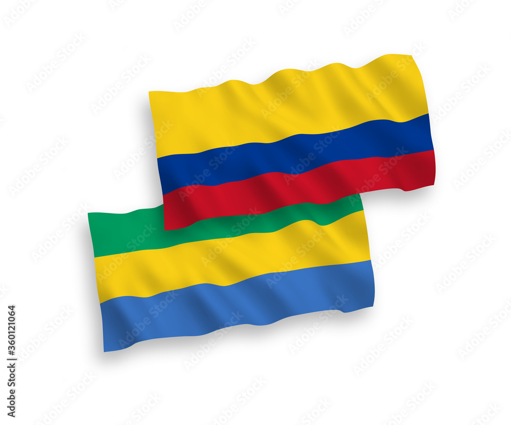 Flags of Gabon and Colombia on a white background Flags of Gabon and Colombia on a white background