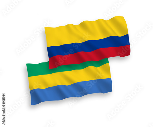 Flags of Gabon and Colombia on a white background