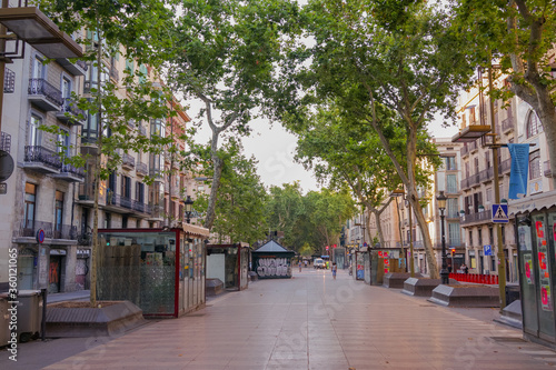 Street in Barcelona, city of Catalonia.Spain during coronaviurs pandemic