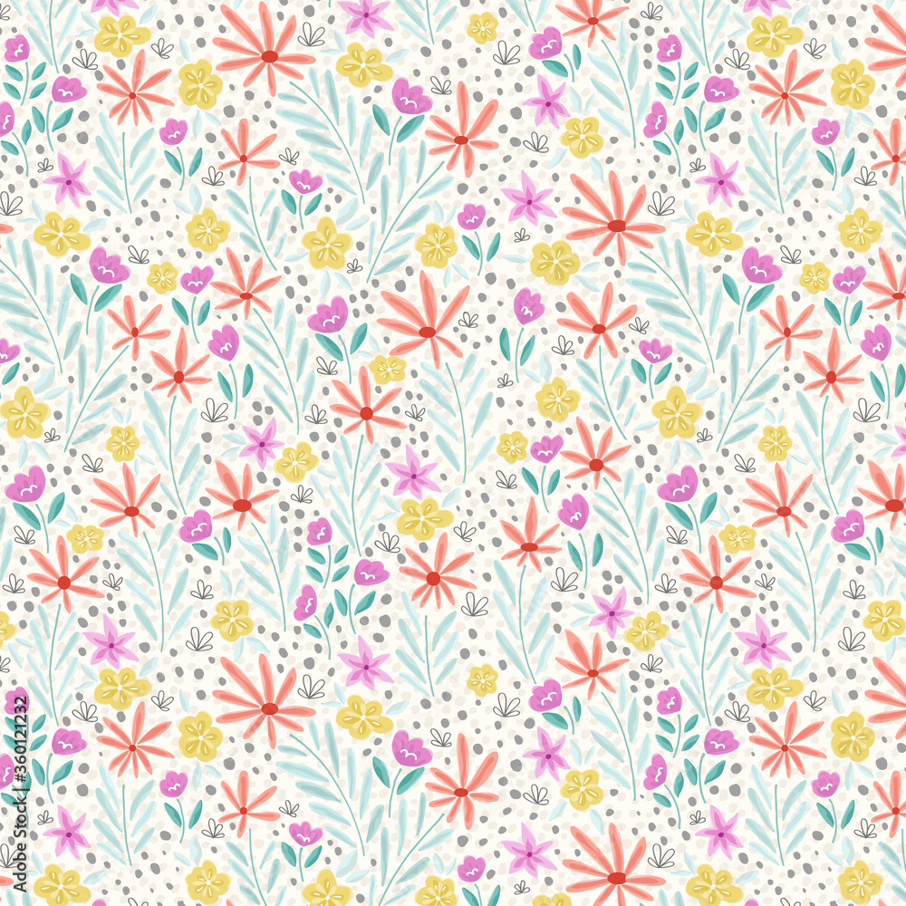 Colorful Spring Flowers Garden Pattern