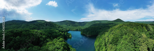 Aerial view of Morske oko lake in Remetske Hamre village in Slovakia photo