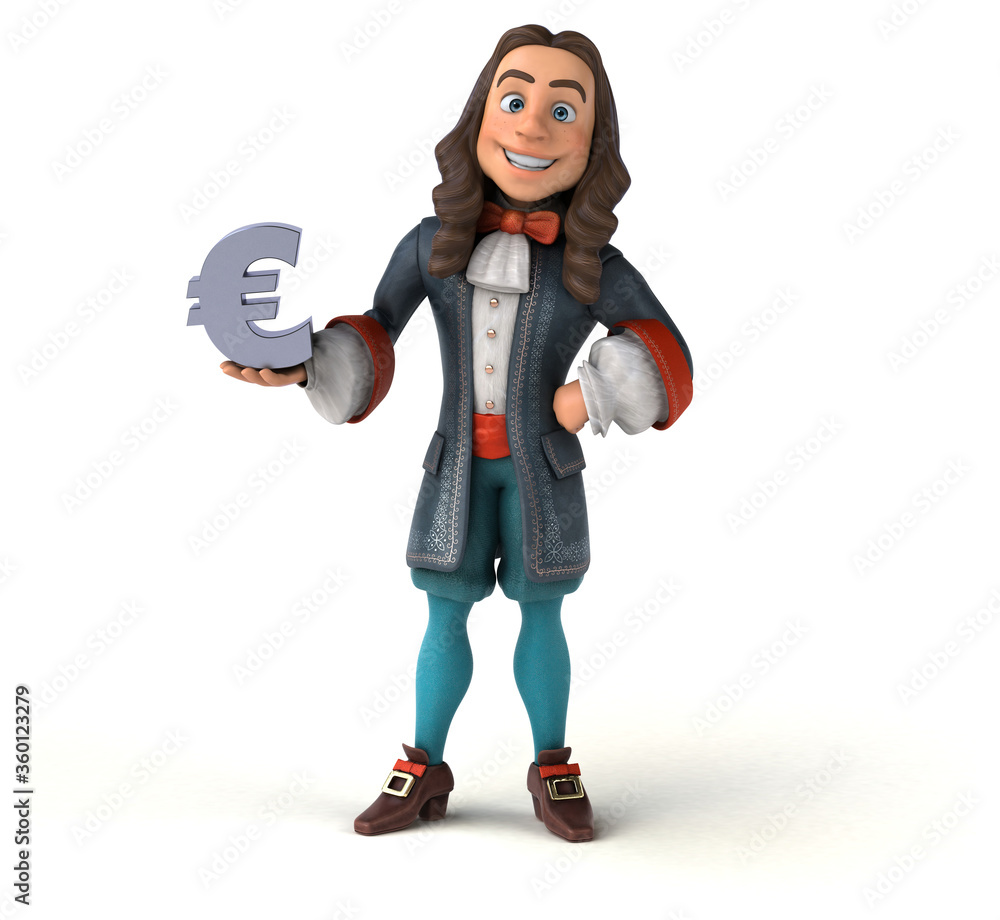 3D Illustration of a cartoon man in historical baroque costume 3D Illustration of a cartoon man in historical baroque costume
