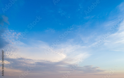 Sunset sky with multicolor clouds