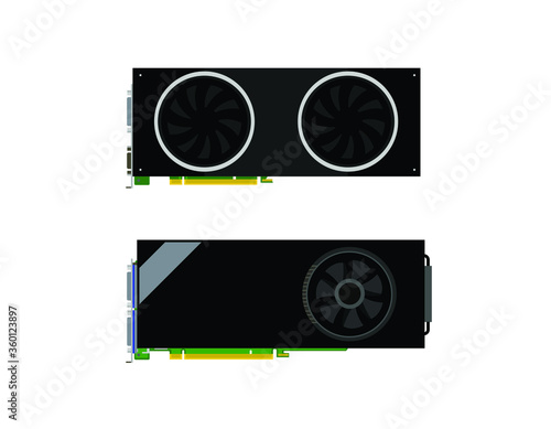 Video card, graphic card vector icons