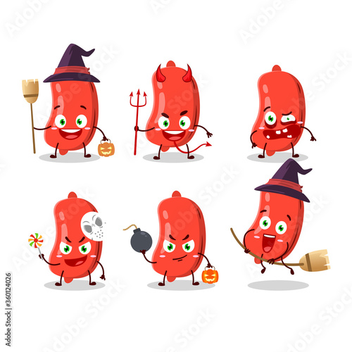Halloween expression emoticons with cartoon character of sausage