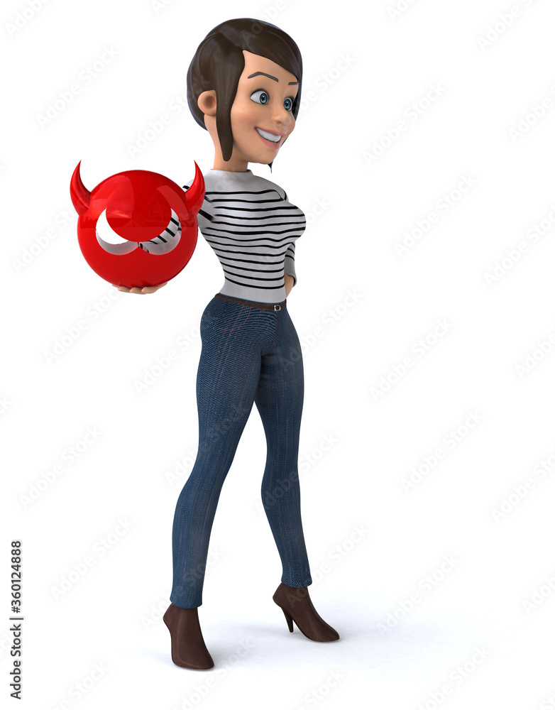 Fun 3D cartoon casual character woman Fun 3D cartoon casual character woman