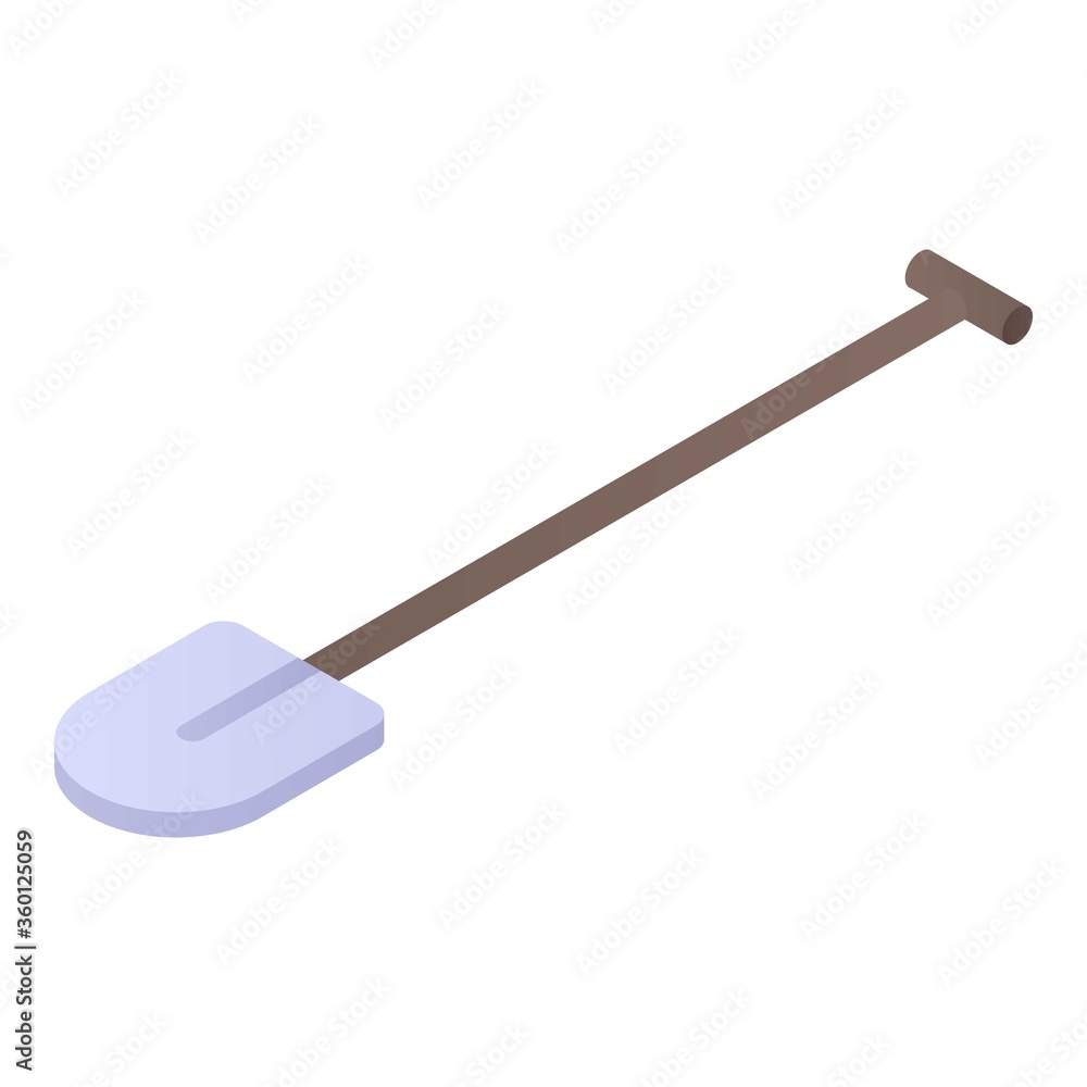 Shovel tool icon. Isometric of shovel tool vector icon for web design isolated on white background Shovel tool icon. Isometric of shovel tool vector icon for web design isolated on white background