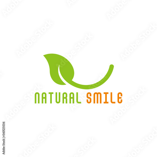 abstract natural leaf smile symbol logo vector