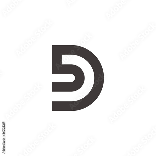 letter bd simple geometric linear logo vector