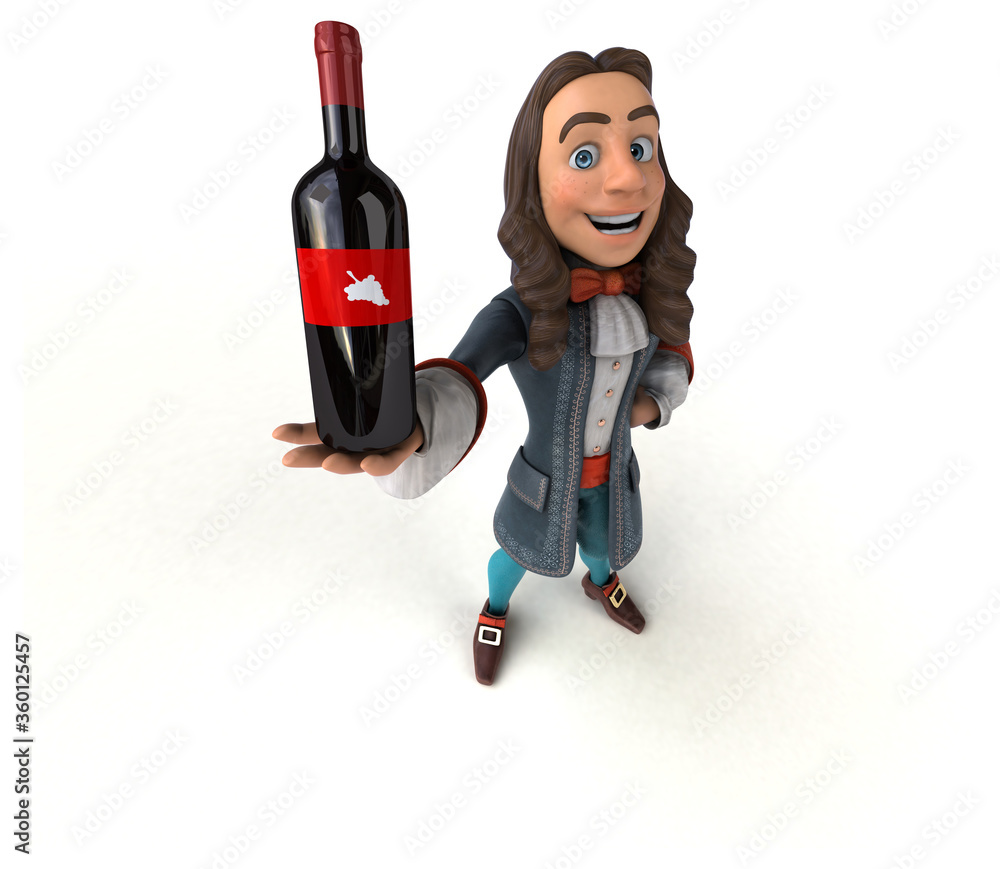 3D Illustration of a cartoon man in historical baroque costume