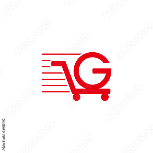 abstract letter g motion shopping cart logo vector