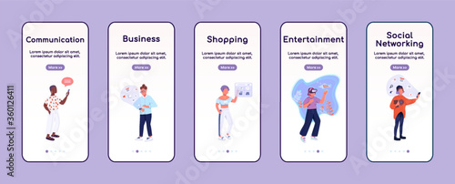 Technology in life onboarding mobile app screen flat vector template