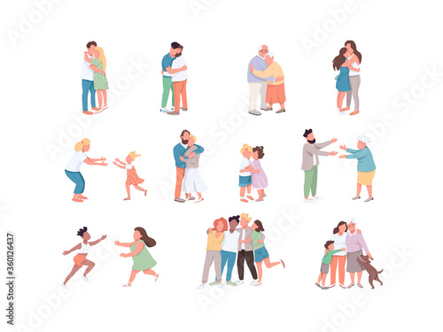 Diversity flat color vector faceless characters set