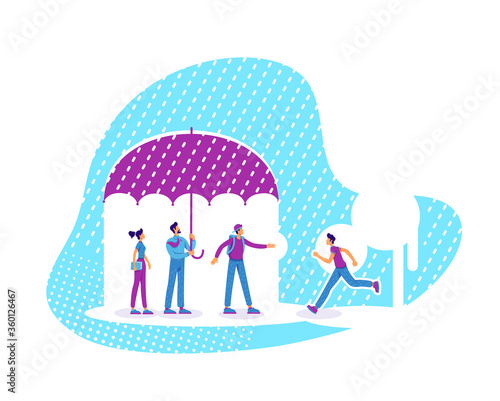 Mentor and mentees flat concept vector illustration