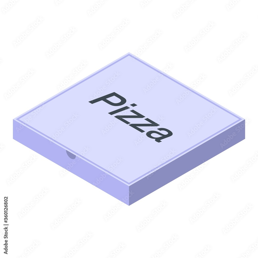 Pizza carton box icon. Isometric of pizza carton box vector icon for web design isolated on white background Pizza carton box icon. Isometric of pizza carton box vector icon for web design isolated on white background