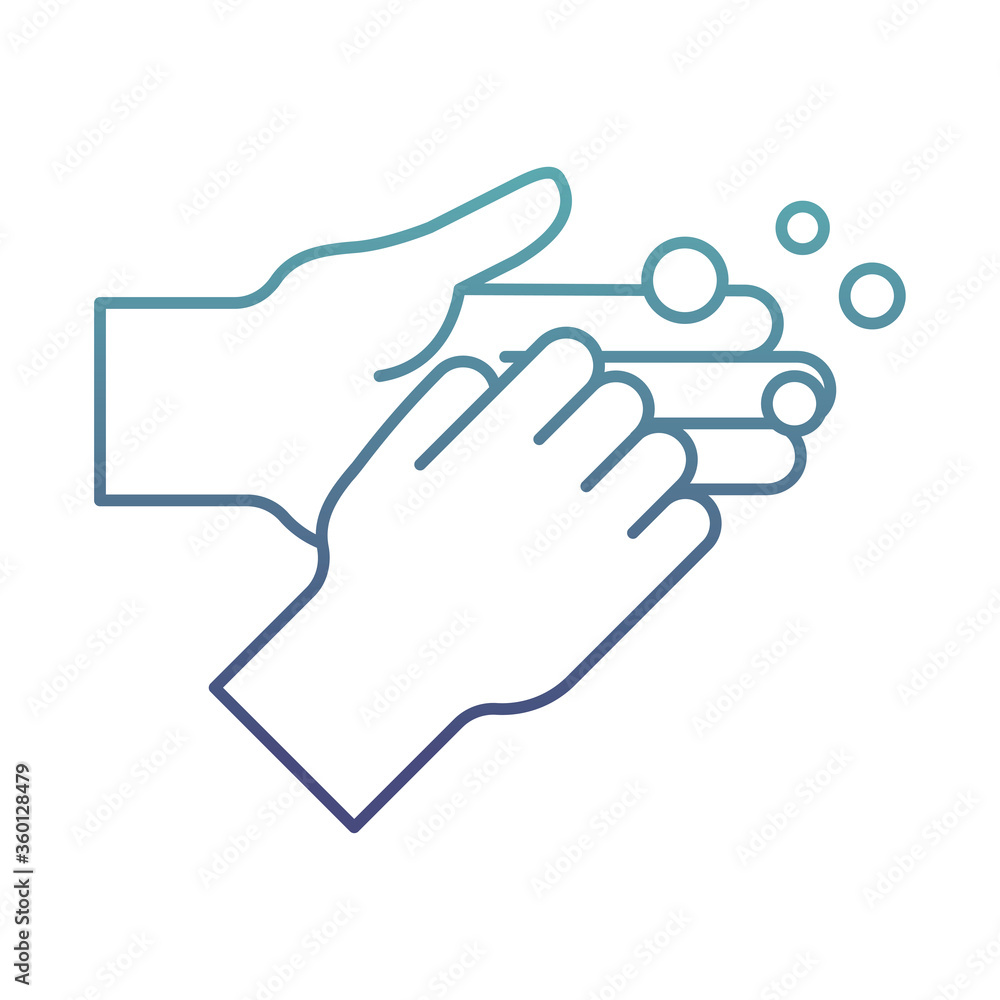 hands washing with soap degraded line style icon vector design hands washing with soap degraded line style icon vector design