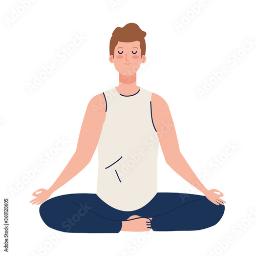 man meditating, concept for yoga, meditation, relax, healthy lifestyle