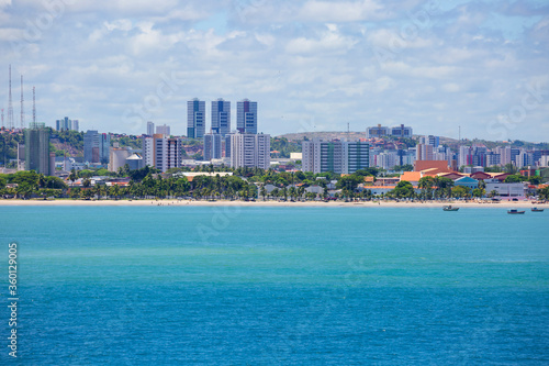Maceio, Brazil, city view from the sea.  The city of Maceio is located on the Atlantic ocean and is a major seaport of the country. © galina_savina