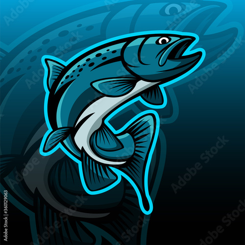 trout fish mascot logo vector design template