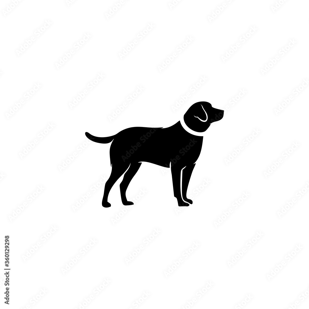 Black and white dog silhouette vector Black and white dog silhouette vector