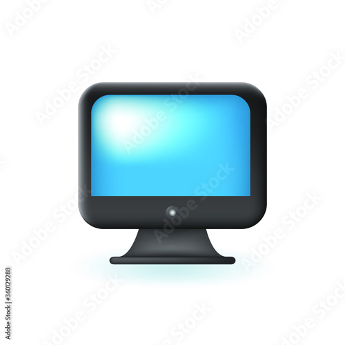 Realistic Glossy Screen Colored Icon on White Background . Isolated Vector Elements