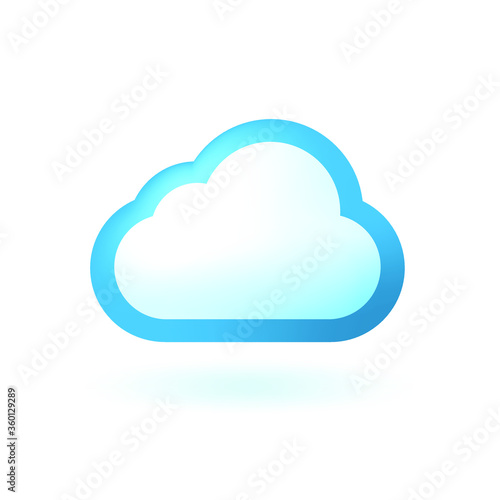 Realistic Glossy Cloud Colored Icon on White Background . Isolated Vector Elements