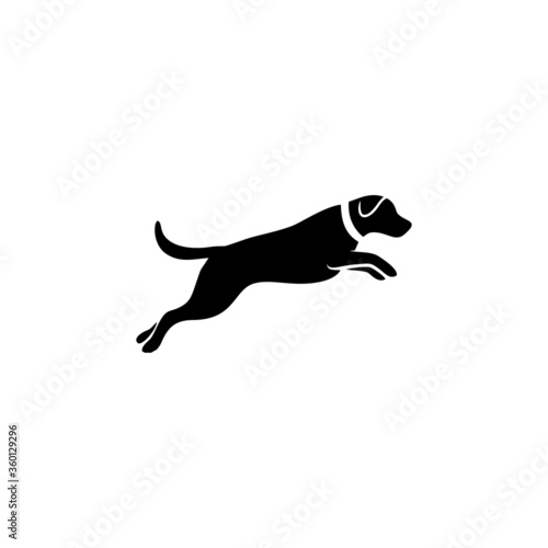 Silhouette vector of a black and white jumping dog