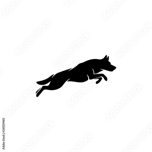 Silhouette vector of a black and white jumping dog