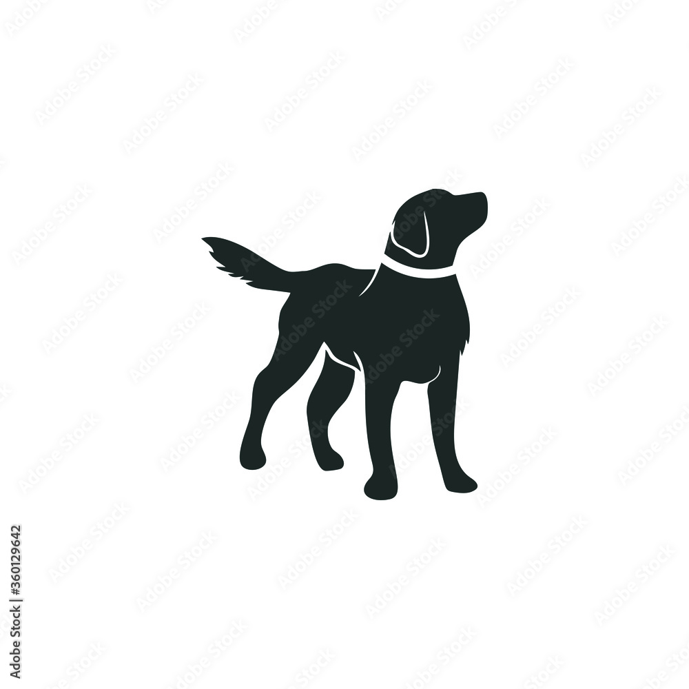 Black and white dog silhouette vector