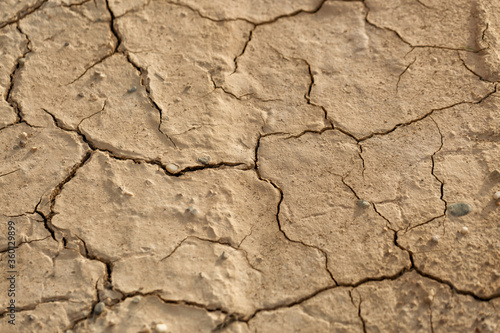 Part of a Huge Area of Dried Land Suffering from Drought - in Cracks