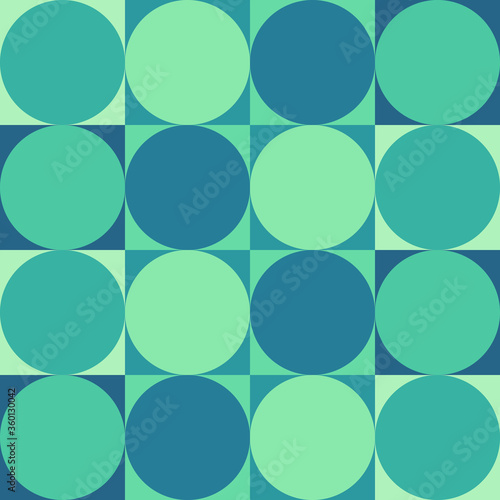 Geometric seamless repeating pattern of circles inside squaers